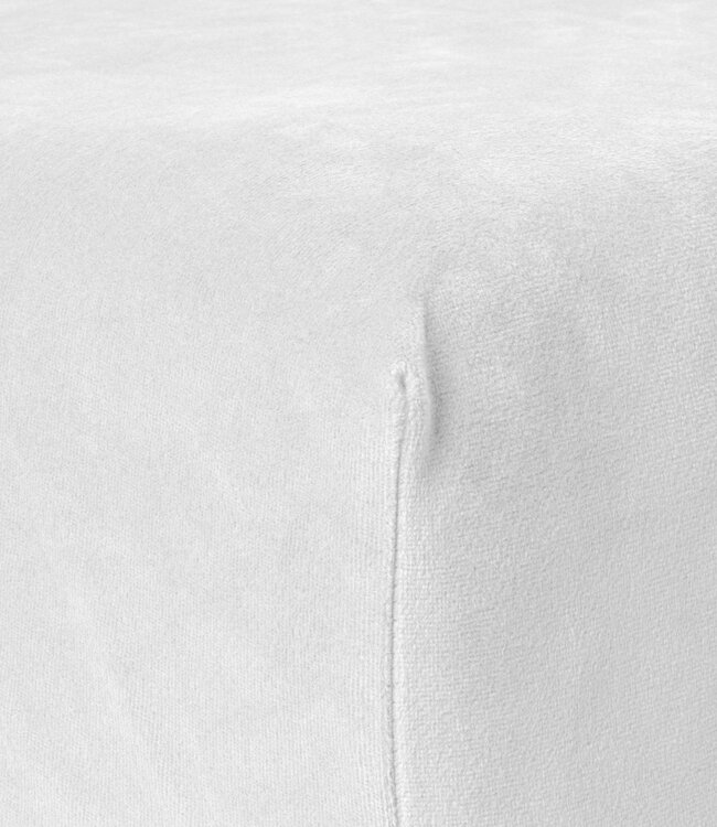 Fluwelen hoeslaken wit 160 x 200