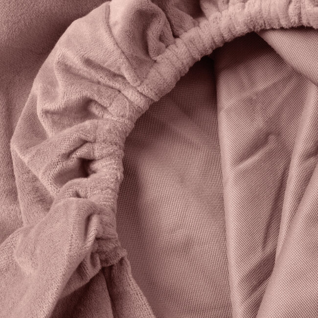 Fluwelen hoeslaken oudroze 180 x 200 cm