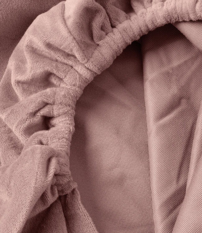 Fluwelen hoeslaken oudroze 180 x 200 cm