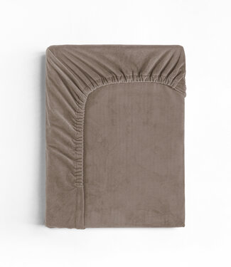 Fluwelen hoeslaken taupe 160 x 200
