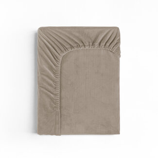 Sleeptime Fluwelen hoeslaken taupe/grijs 90 x 200