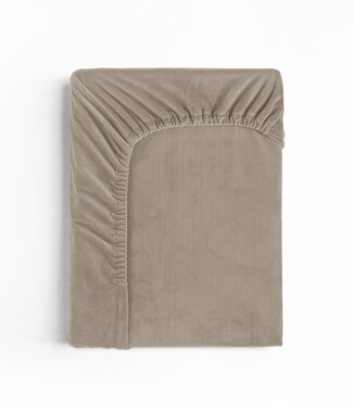 Sleeptime Fluwelen hoeslaken taupe/grijs 90 x 200
