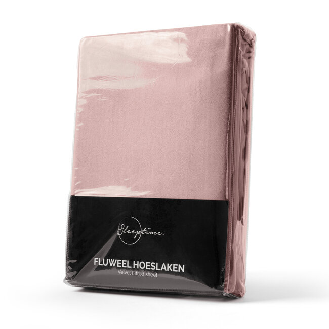 Fluwelen hoeslaken oudroze 180 x 200 cm