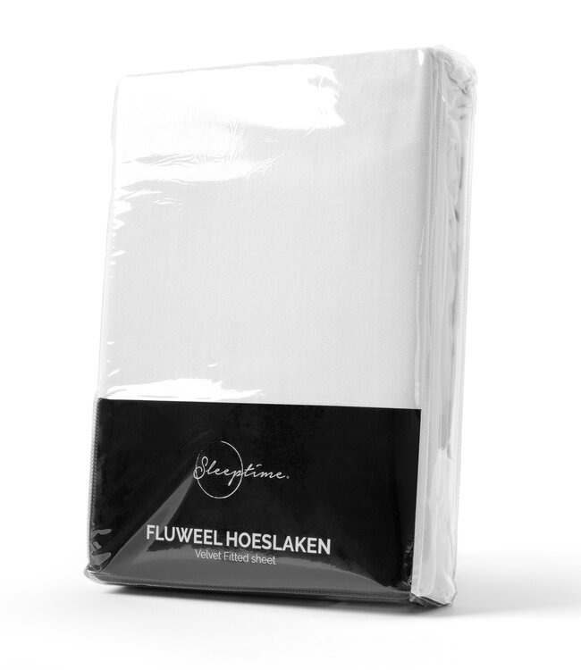Fluwelen hoeslaken wit 160 x 200