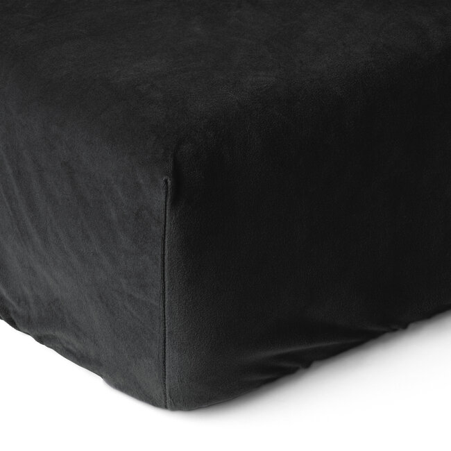 Fluwelen hoeslaken zwart 180 x 200