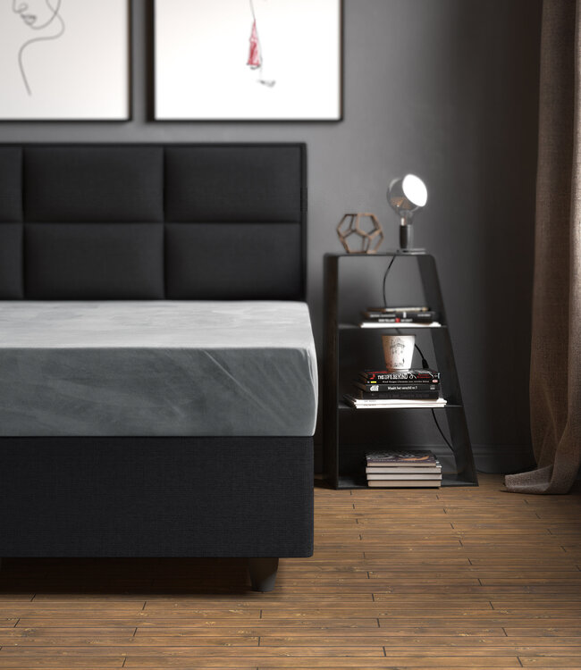 Fluwelen hoeslaken grijs 180 x 200