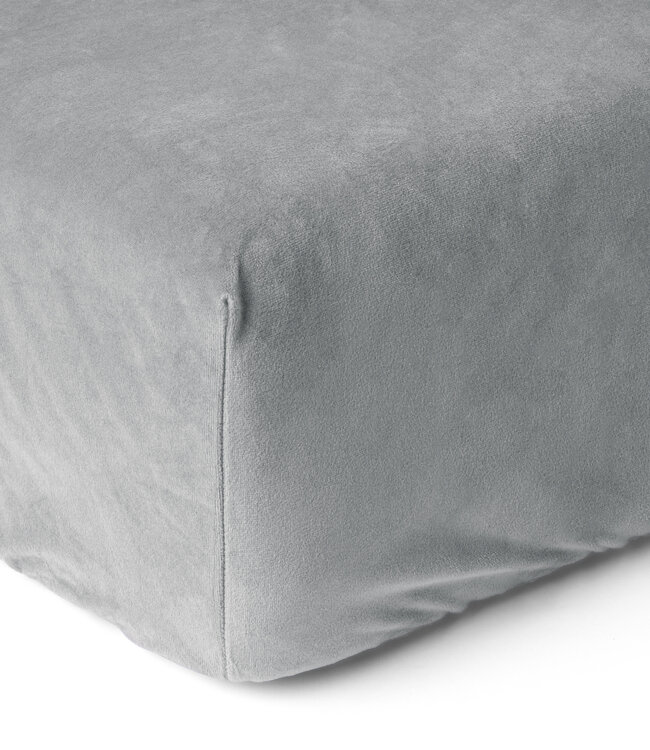 Fluwelen hoeslaken grijs 160 x 200