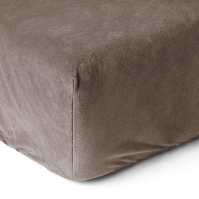 Fluwelen hoeslaken taupe 90 x 200 cm