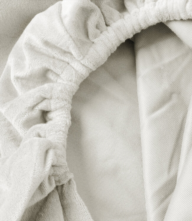 Fluwelen hoeslaken crème 180 x 200