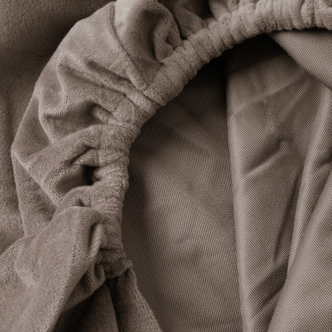 Fluwelen hoeslaken taupe 90 x 200 cm