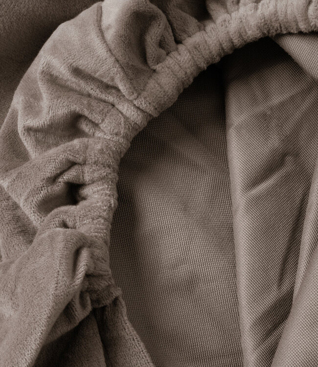 Fluwelen hoeslaken taupe 90 x 200 cm