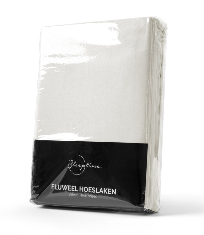 Fluwelen hoeslaken crème 180 x 200