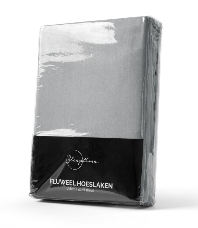 Fluwelen hoeslaken grijs 160 x 200