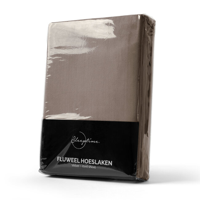 Fluwelen hoeslaken taupe 90 x 200 cm