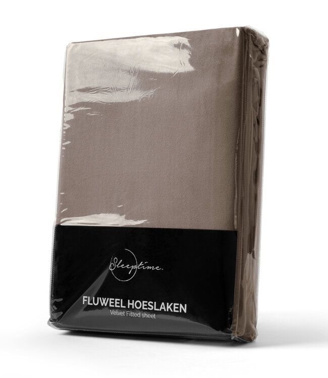 Fluwelen hoeslaken taupe 90 x 200 cm