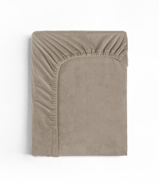 Sleeptime Fluwelen hoeslaken taupe/grijs 180 x 200