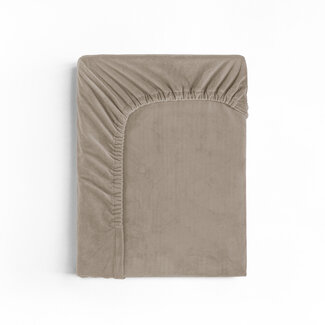 Sleeptime Fluwelen hoeslaken taupe/grijs 140 x 200 cm