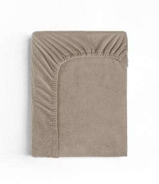 Sleeptime Fluwelen hoeslaken taupe/grijs 140 x 200 cm