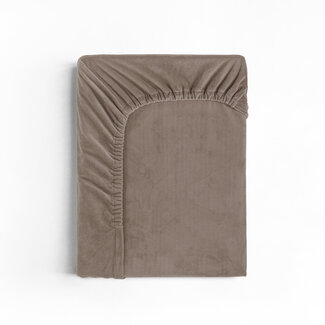 Sleeptime Fluwelen hoeslaken taupe 140 x 200