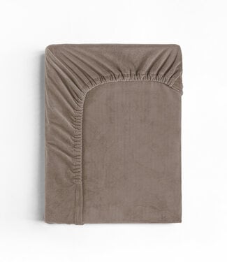Sleeptime Fluwelen hoeslaken taupe 140 x 200