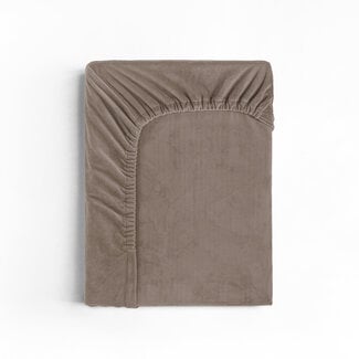 Sleeptime Fluwelen hoeslaken taupe 180 x 200