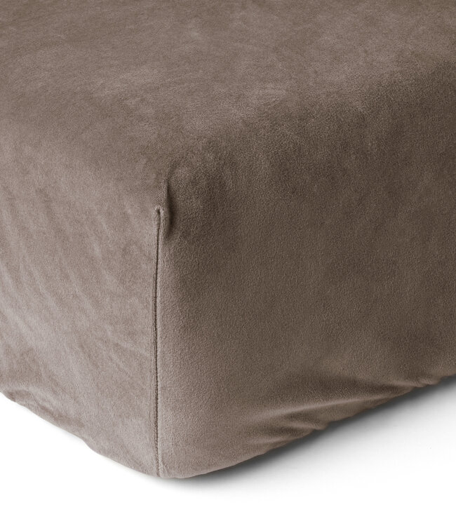 Fluwelen hoeslaken taupe 160 x 200