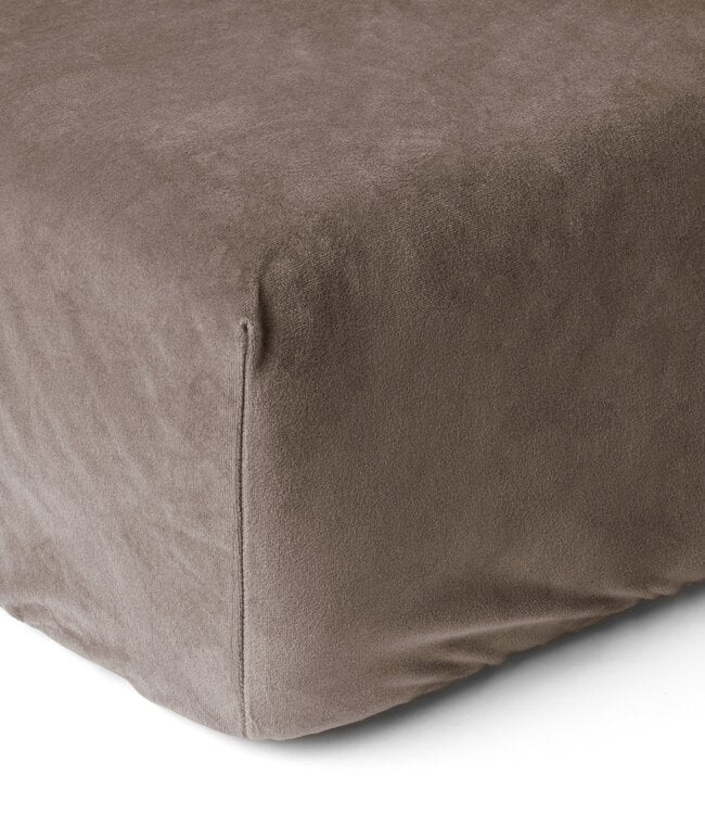 Fluwelen hoeslaken taupe 180 x 200