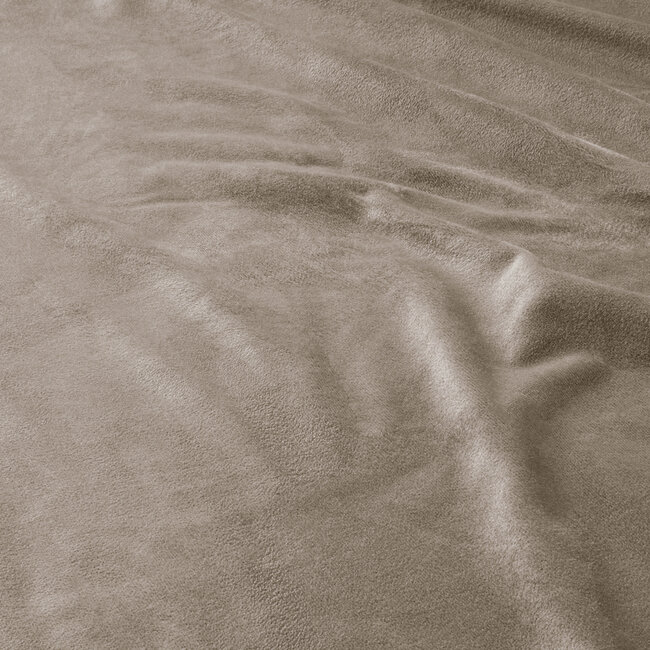 Fluwelen hoeslaken taupe/grijs 140 x 200 cm