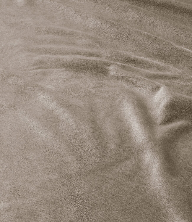 Fluwelen hoeslaken taupe/grijs 140 x 200 cm
