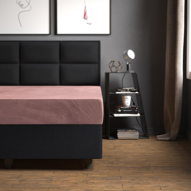 Velours hoeslaken oudroze 90 x 200