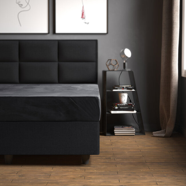Velvet hoeslaken antraciet 90 x 200