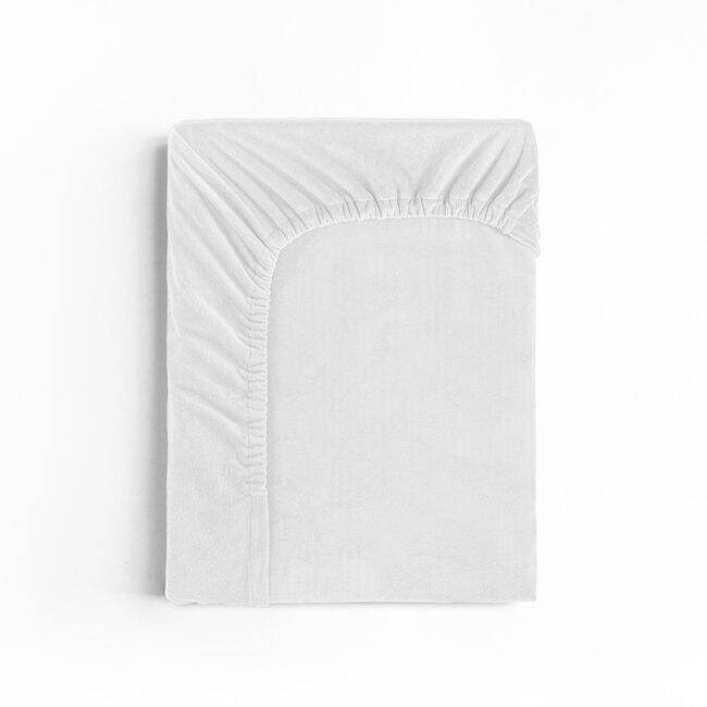 Fluwelen hoeslaken wit 140 x 200