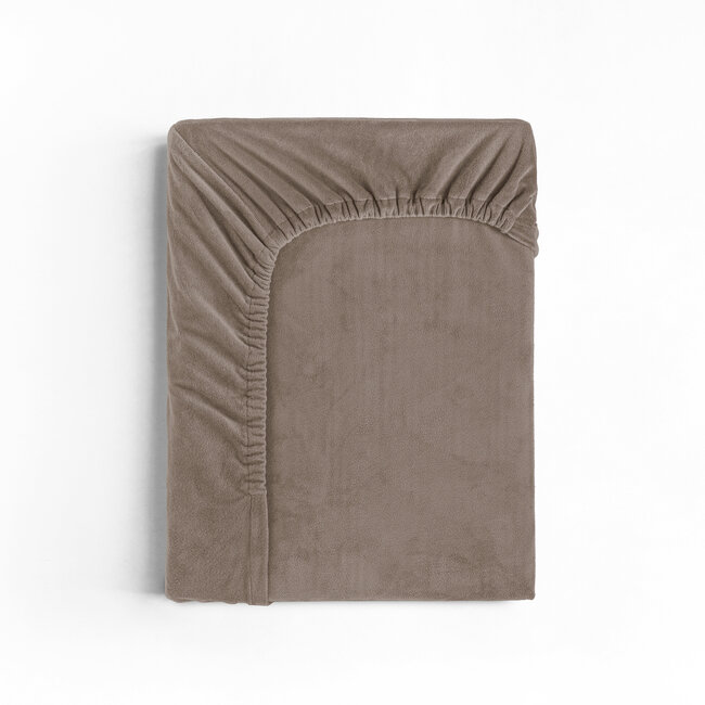 Fluwelen hoeslaken taupe 140 x 200