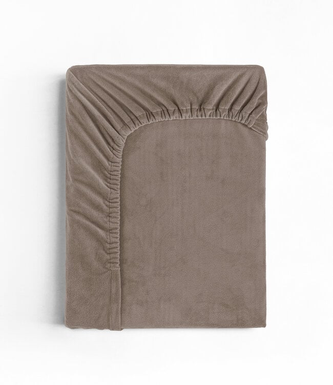 Fluwelen hoeslaken taupe 140 x 200