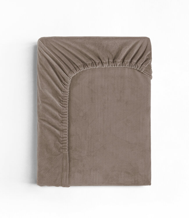 Fluwelen hoeslaken taupe 180 x 200