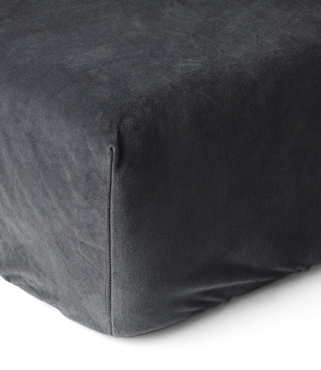 Velvet hoeslaken antraciet 90 x 200
