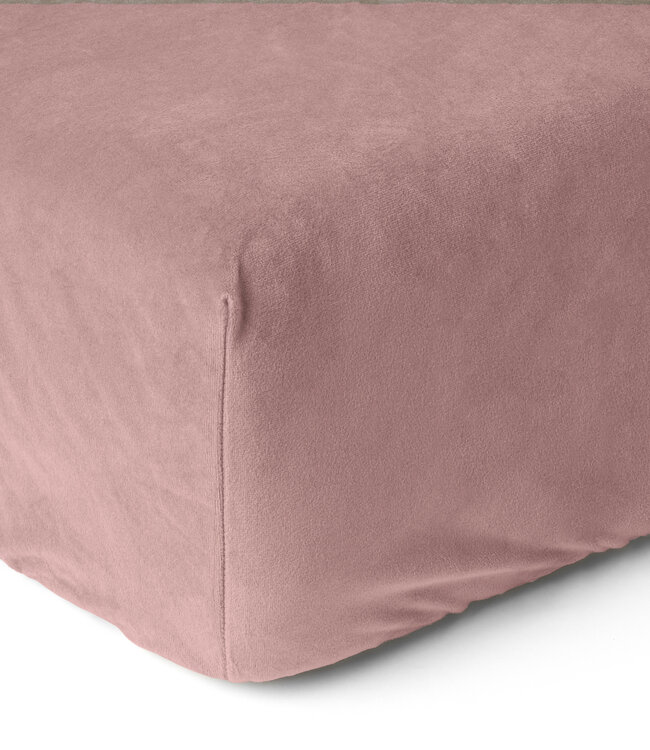Velours hoeslaken oudroze 90 x 200
