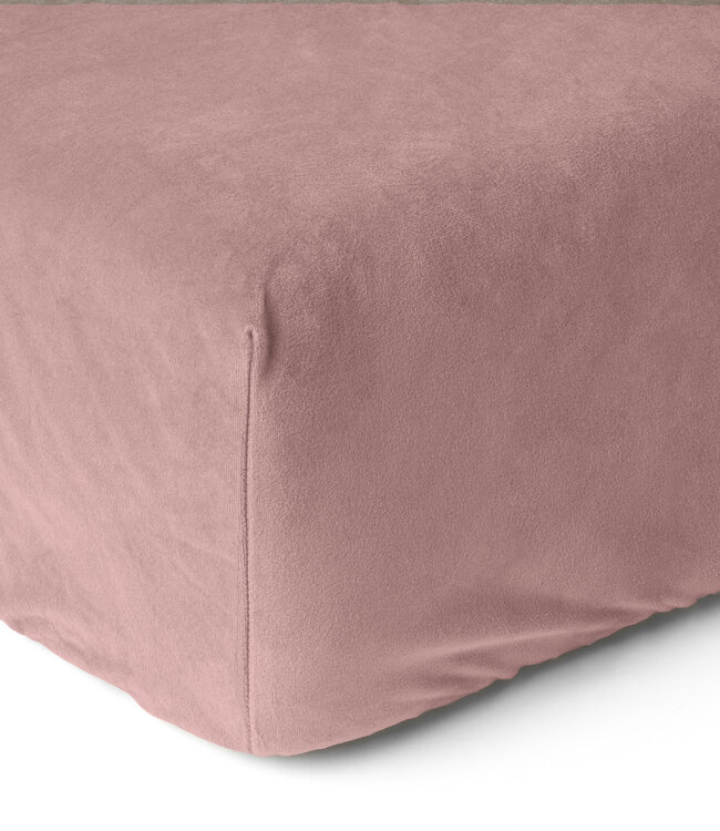 Velours hoeslaken oudroze 90 x 200
