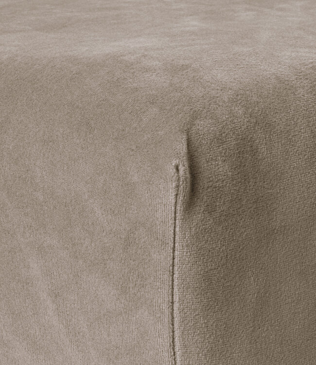 Fluwelen hoeslaken taupe/grijs 140 x 200 cm