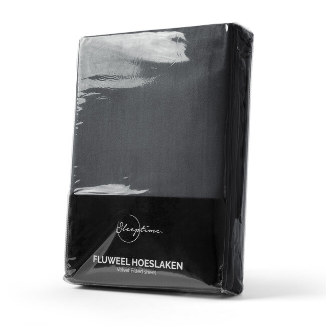 Velvet hoeslaken antraciet 90 x 200