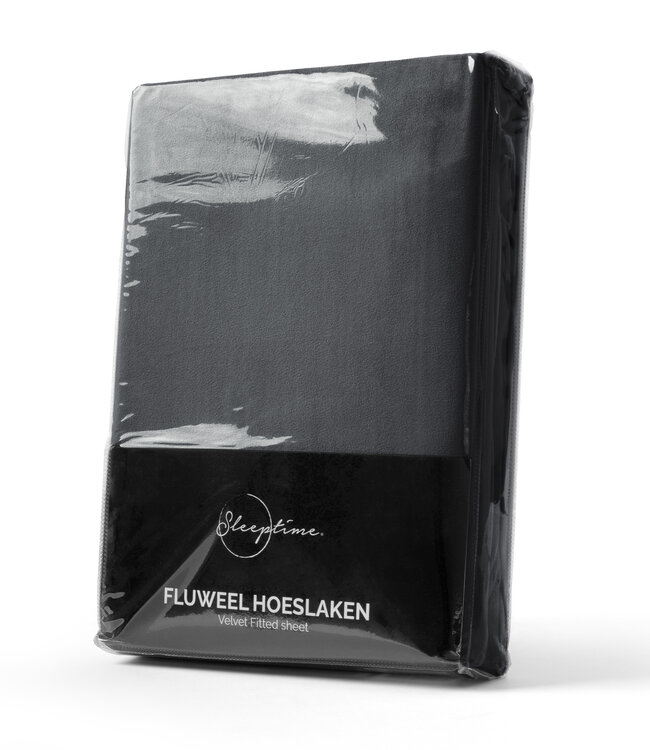 Velvet hoeslaken antraciet 90 x 200