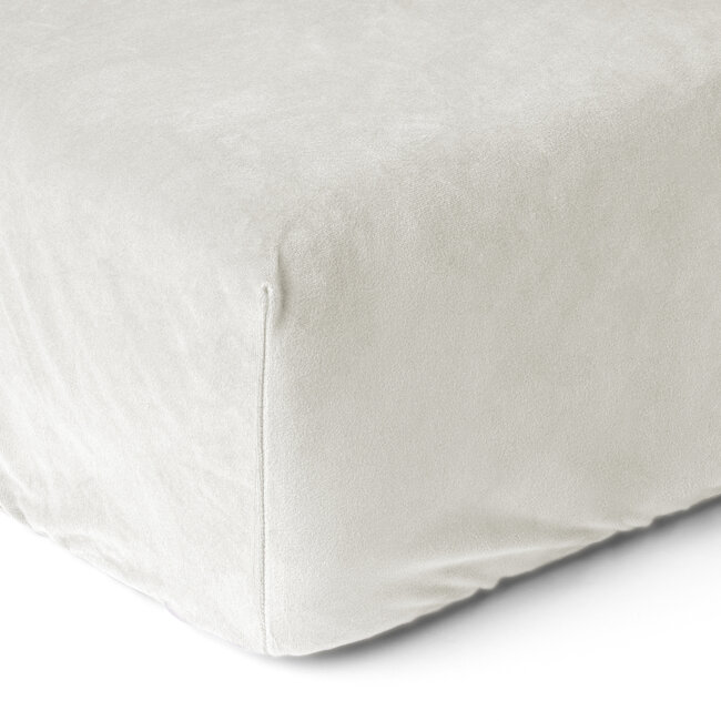 Fluwelen hoeslaken crème 90 x 200