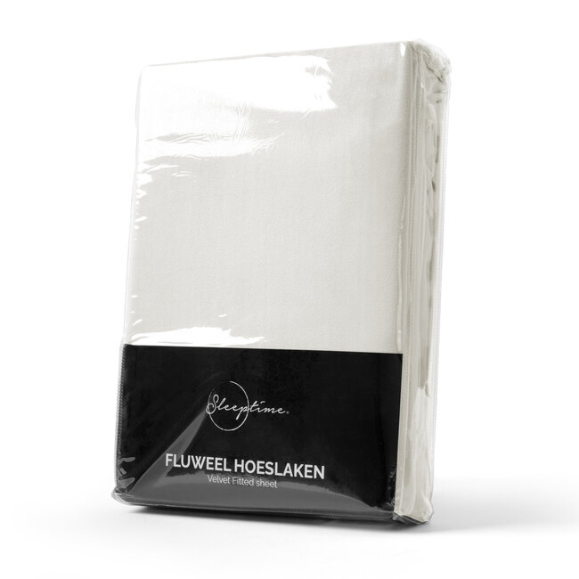 Fluwelen hoeslaken crème 90 x 200