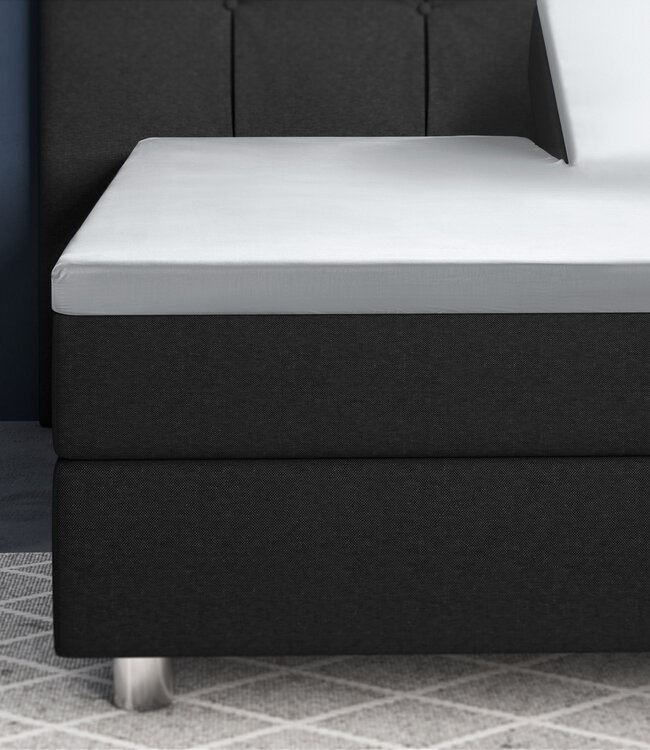 Splittopper satijnen hoeslaken wit 180 x 200