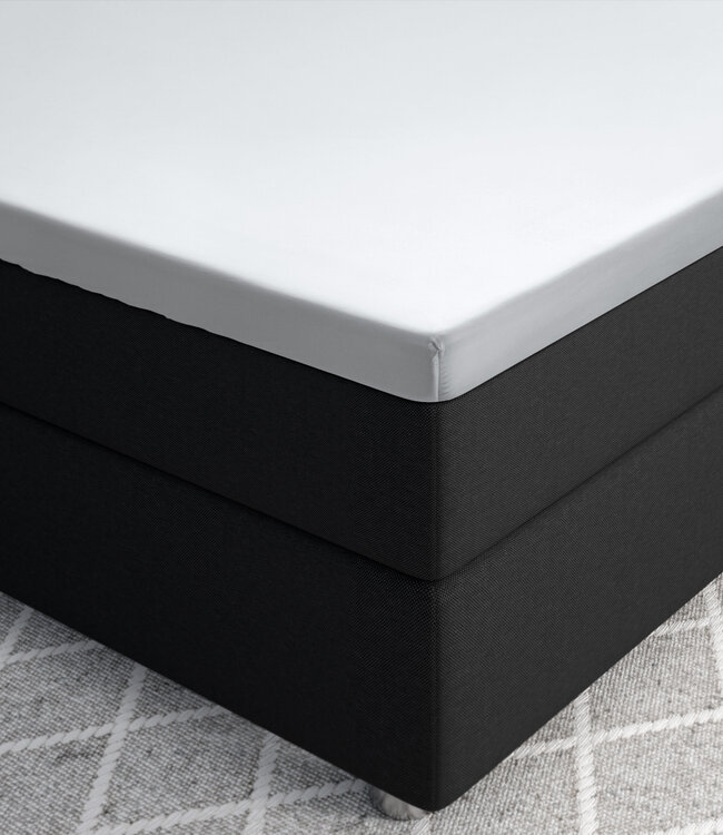 Topper satijnen hoeslaken wit 180 x 200 cm