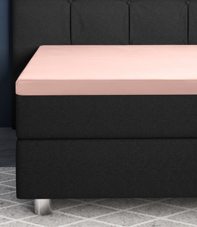 Topper satijnen hoeslaken roze 140 x 200 cm