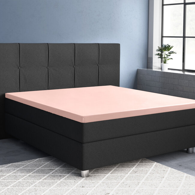 Topper satijnen hoeslaken roze 90 x 200