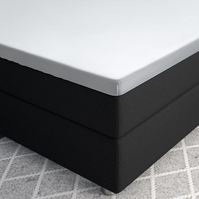 Topper satijnen hoeslaken wit 90 x 200