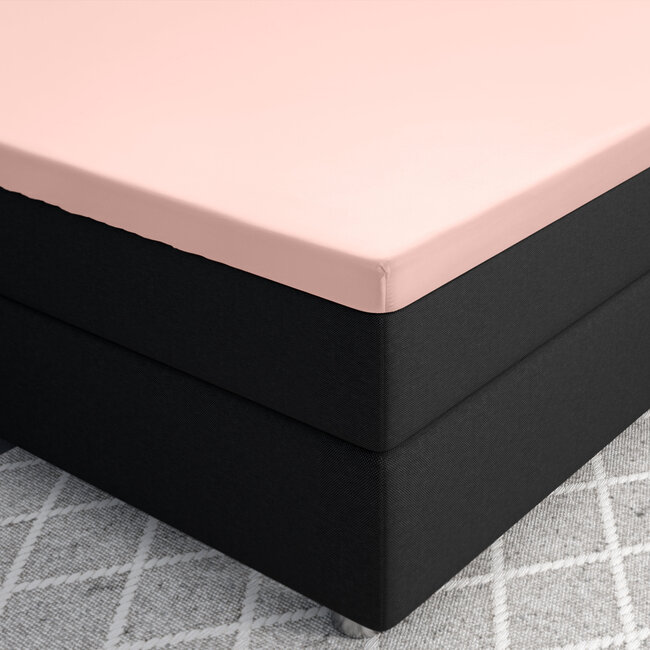 Topper satijnen hoeslaken roze 140 x 200 cm