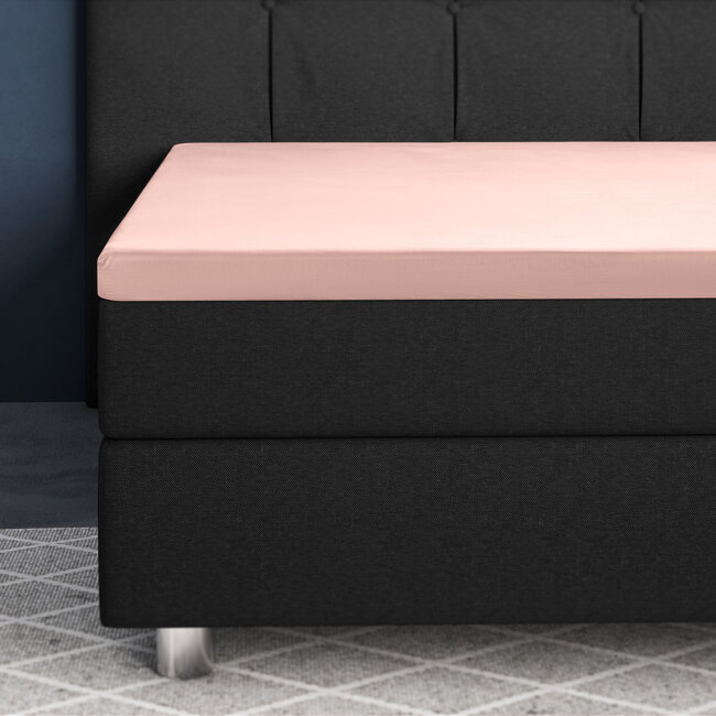 Topper satijnen hoeslaken roze 180 x 220